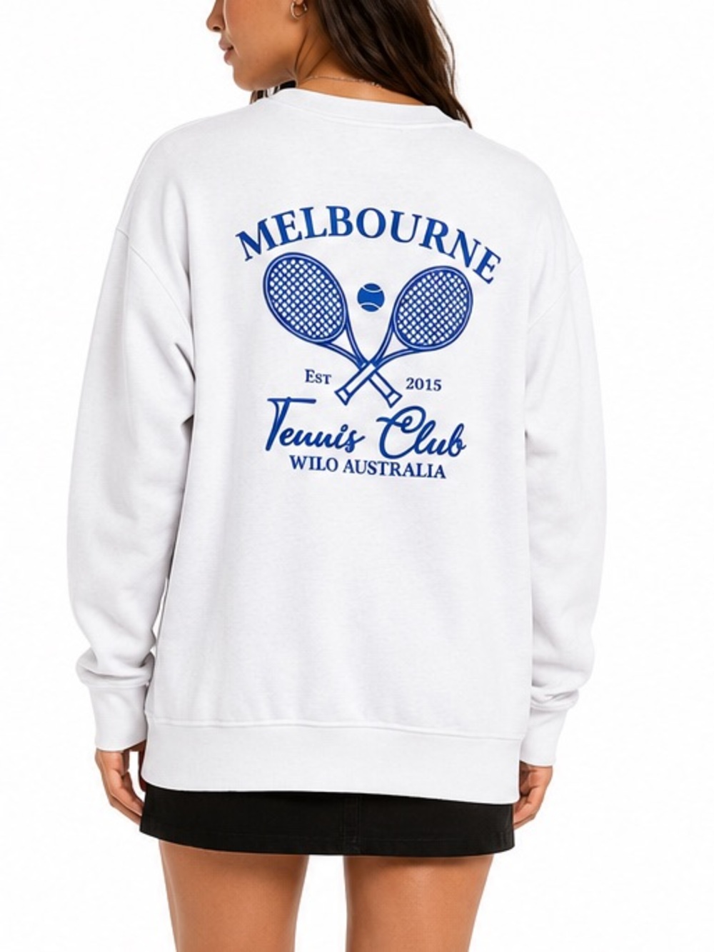 WILO Melbourne Tennis Club White Fleece Sweatshirt XS Graphic Pullover